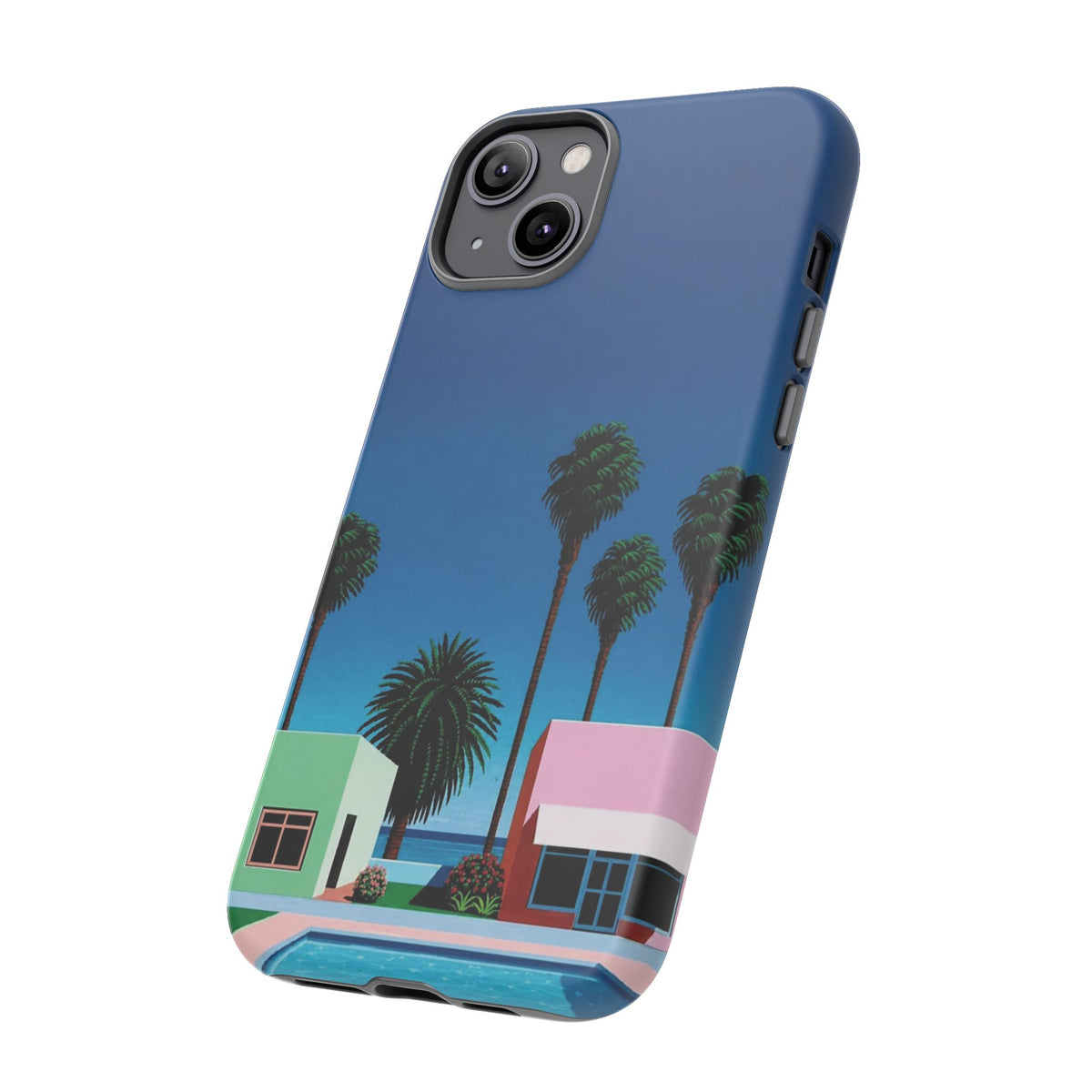 Beach House Phone Case — Pastel Palm Trees Cobalt Blue Sky