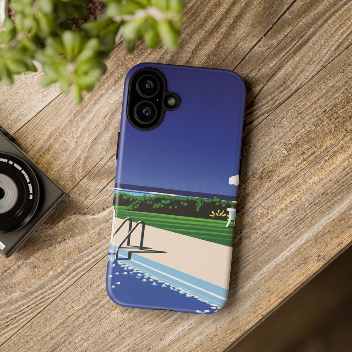 Poolside Phone Case — Bold Blue Summer Art Illustration
