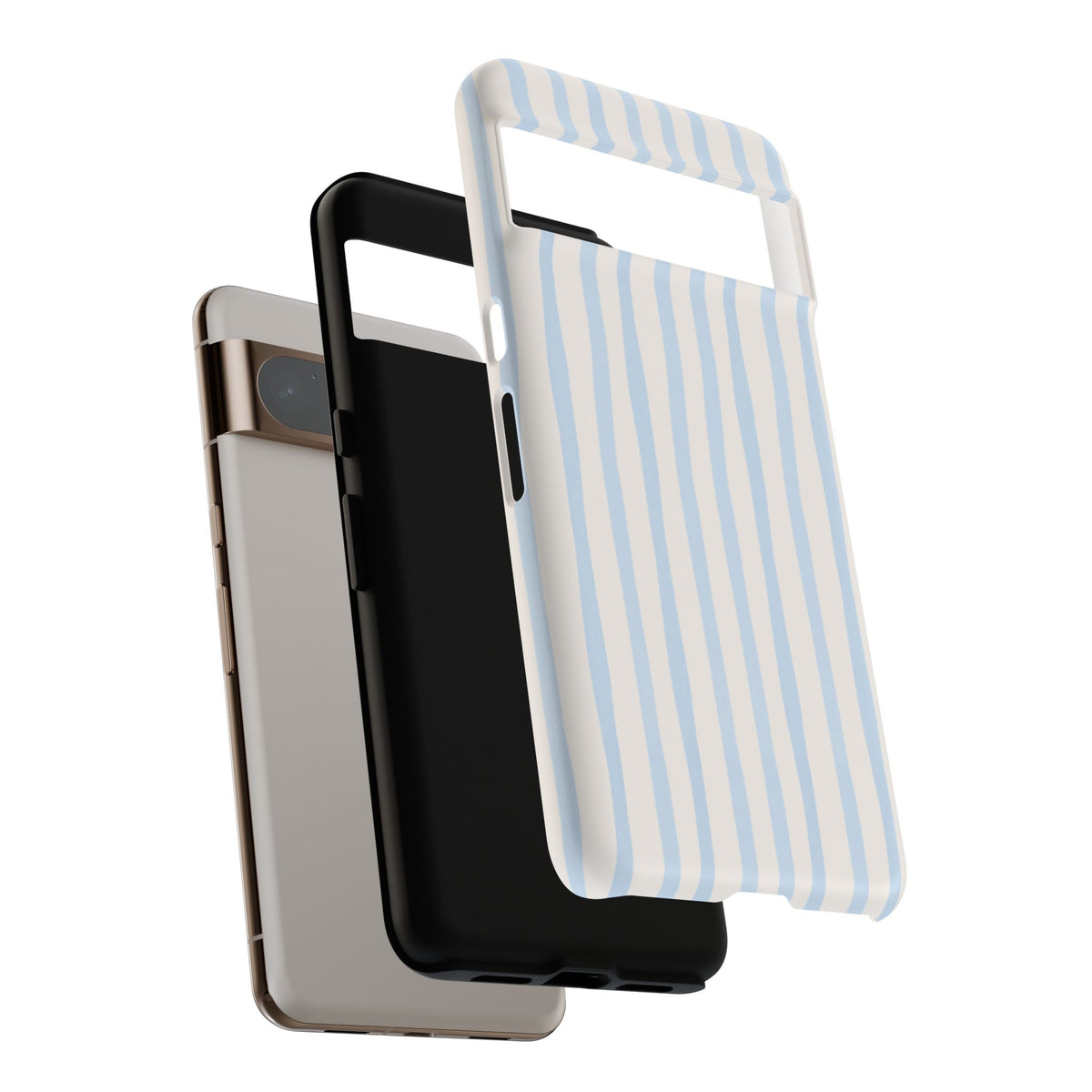 Baby Blue Stripe Phone Case — Soft Wavy Lines Cream Aesthetic