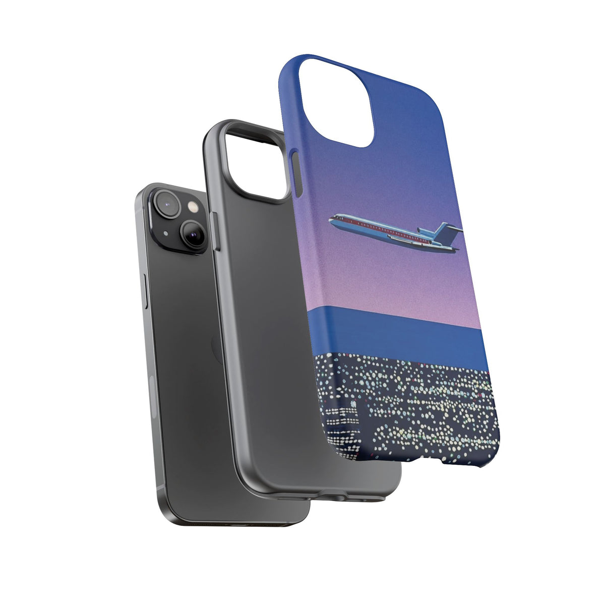 Retro Airplane Phone Case — Purple Night City Vintage Art