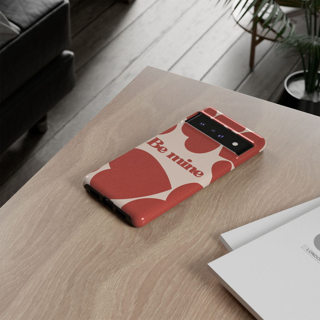 Be Mine Phone Case — Retro Hearts Terracotta Cream Romantic