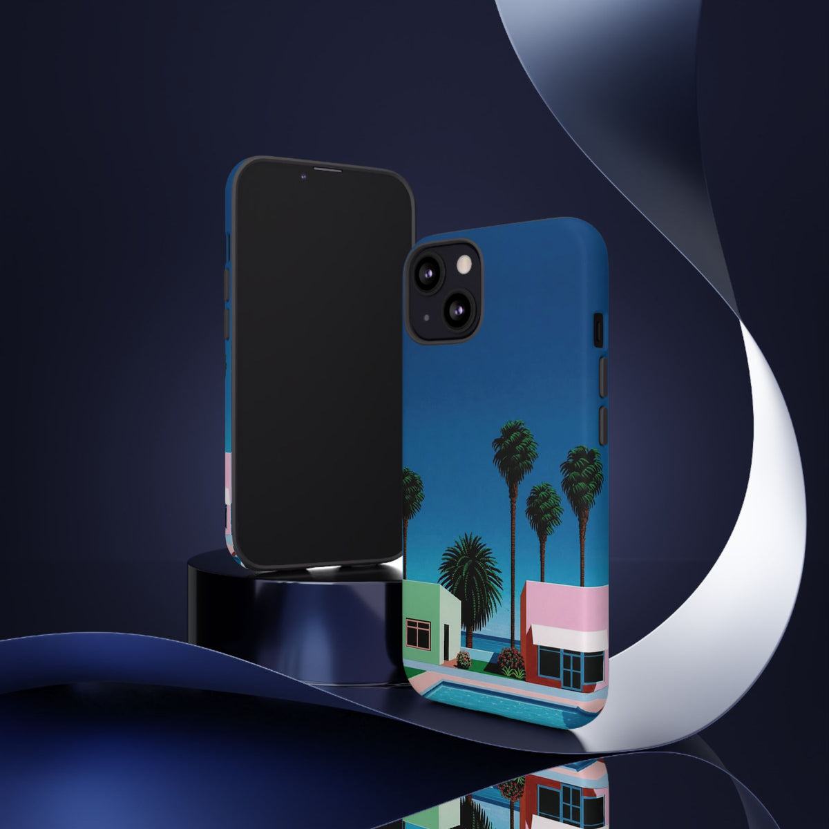Beach House Phone Case — Pastel Palm Trees Cobalt Blue Sky