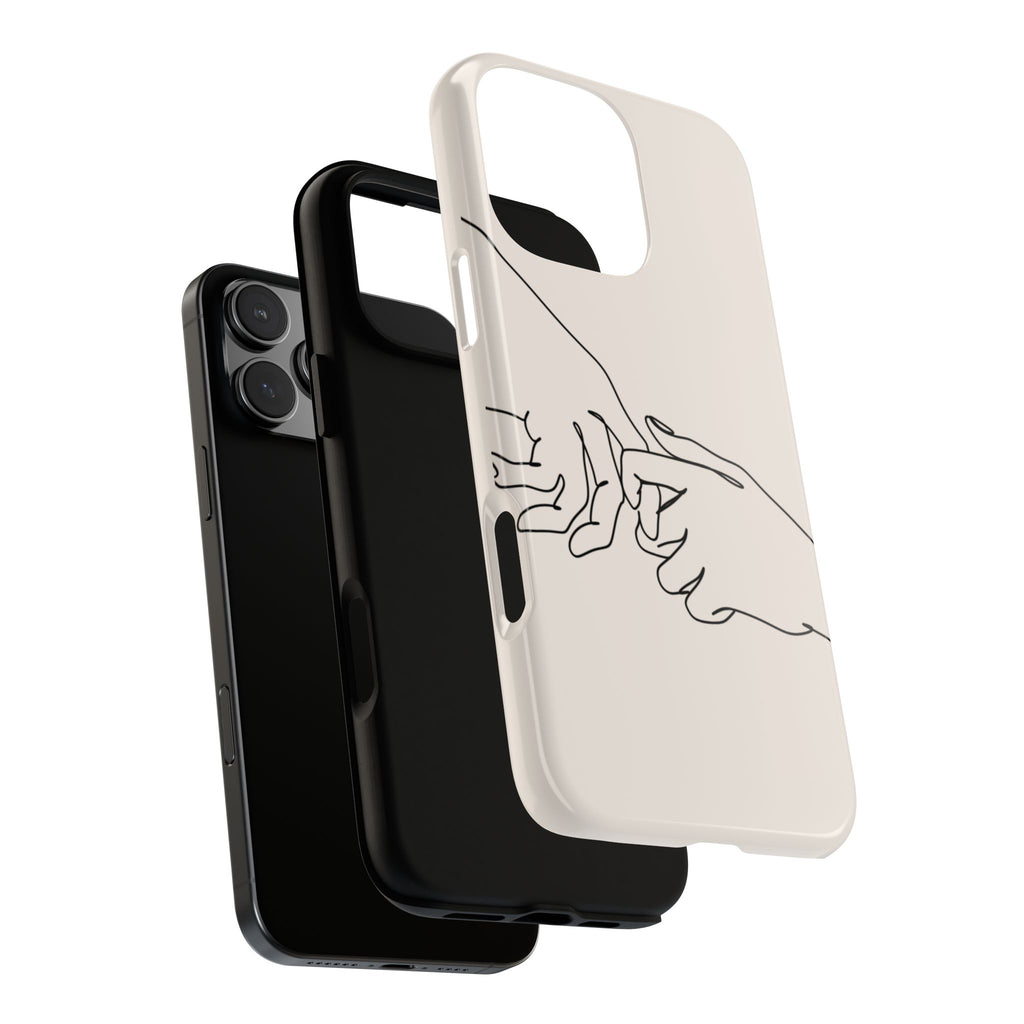 Holding Hands Phone Case — Minimalist Line Art Cream Romantic