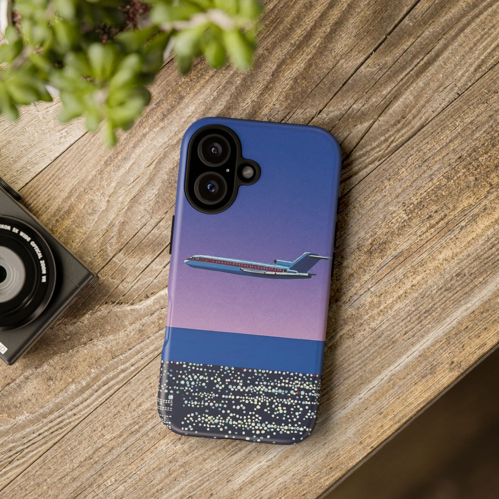Retro Airplane Phone Case — Purple Night City Vintage Art