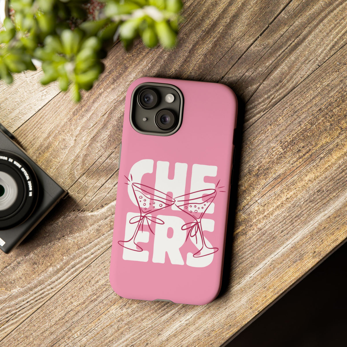 Cheers Phone Case — Pink Martini Glasses Bold Bubblegum