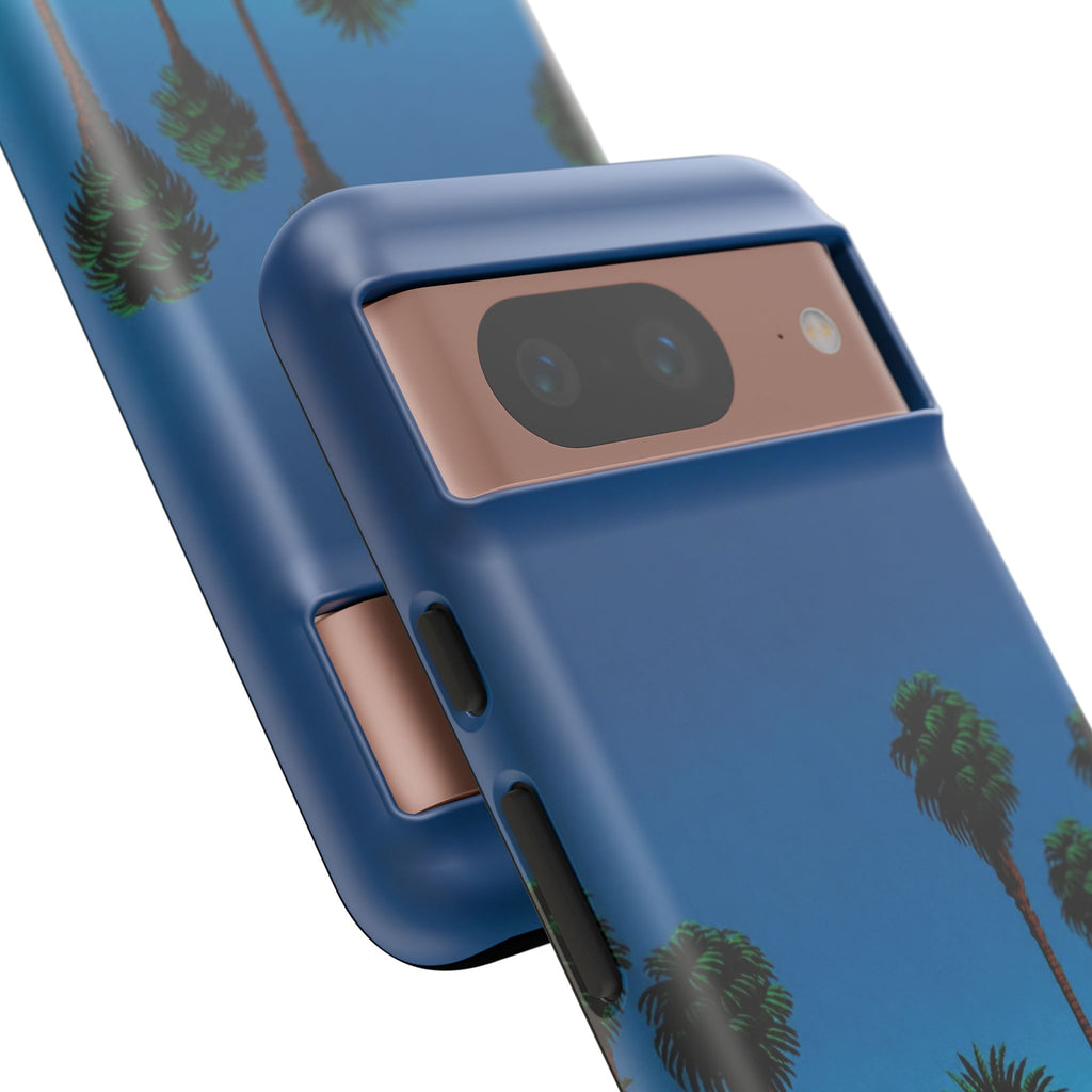 Beach House Phone Case — Pastel Palm Trees Cobalt Blue Sky