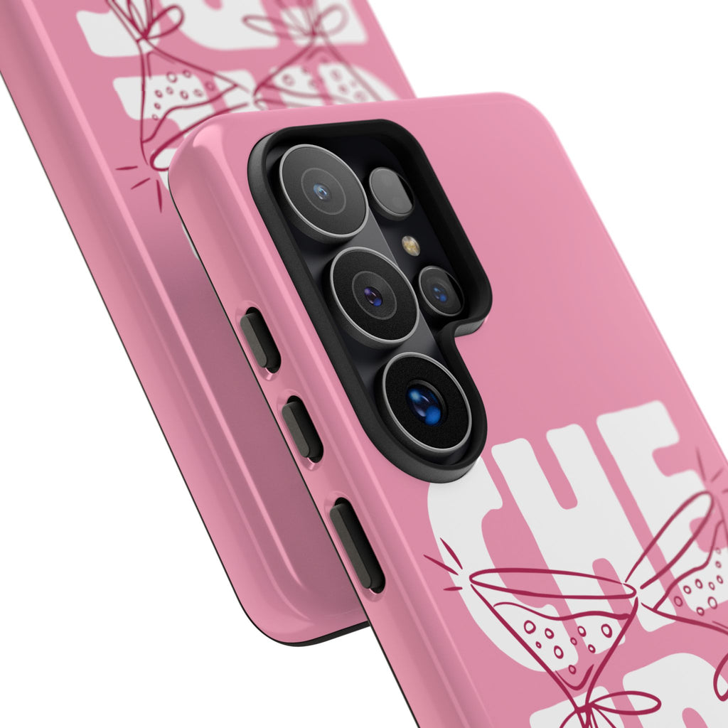 Cheers Phone Case — Pink Martini Glasses Bold Bubblegum