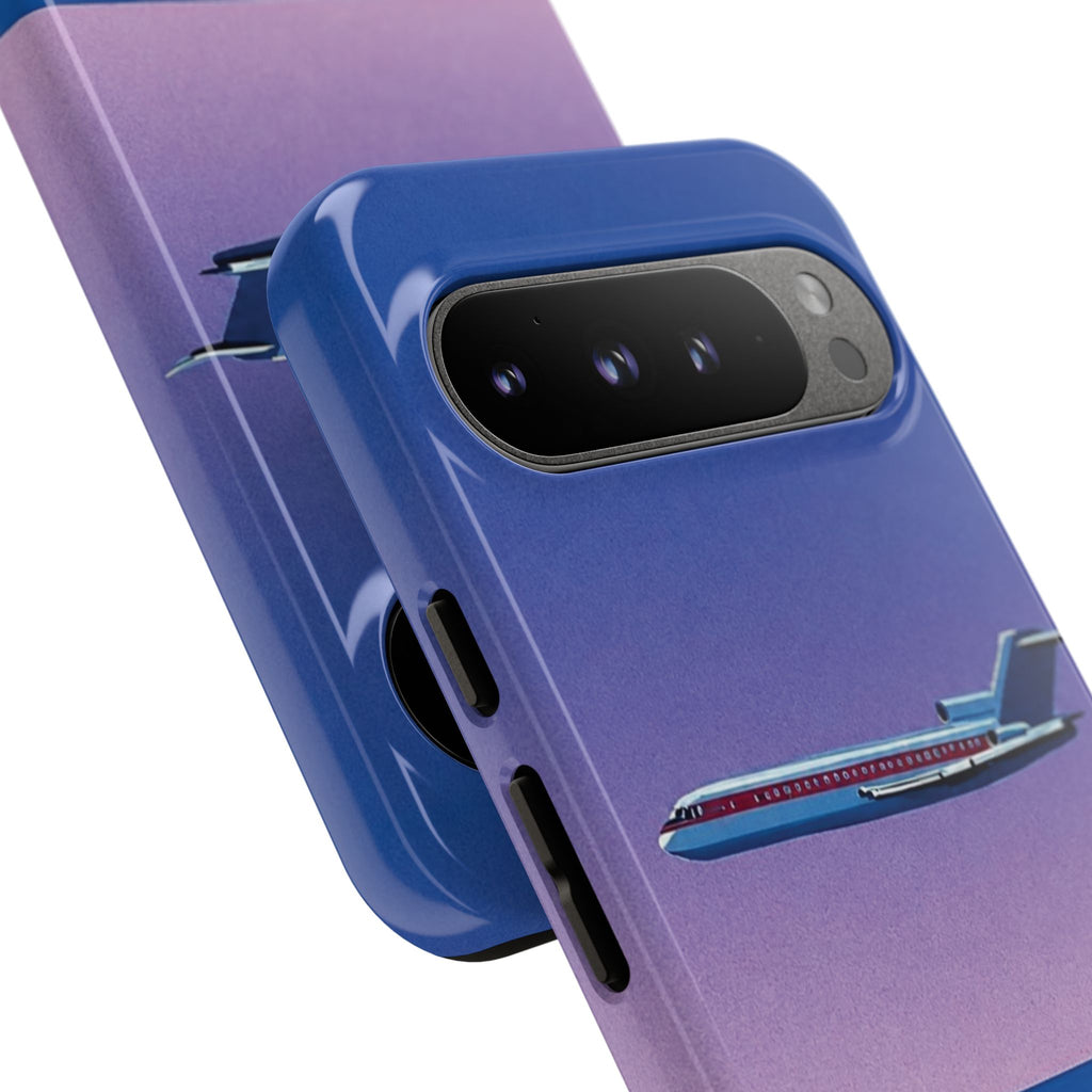 Retro Airplane Phone Case — Purple Night City Vintage Art