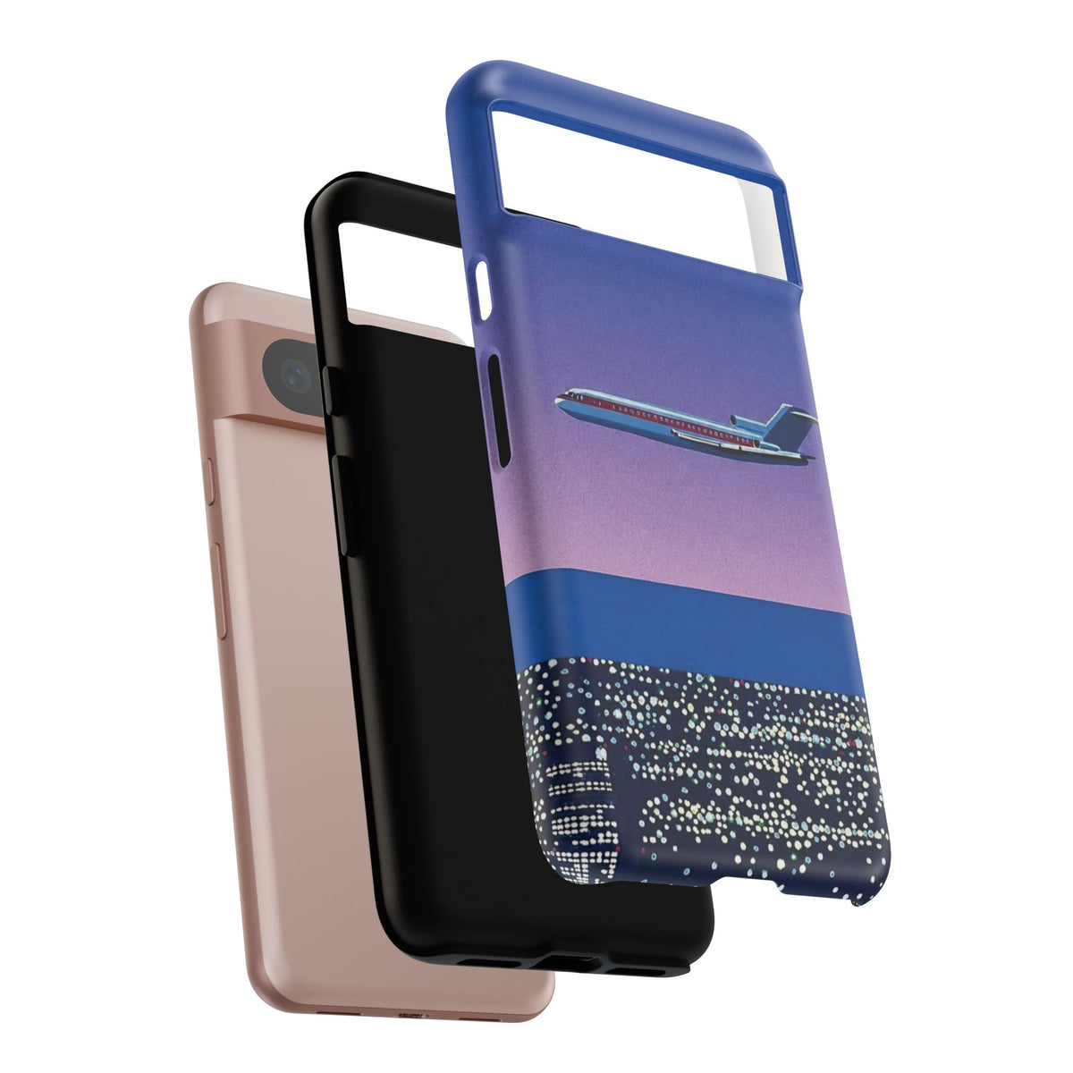 Retro Airplane Phone Case — Purple Night City Vintage Art