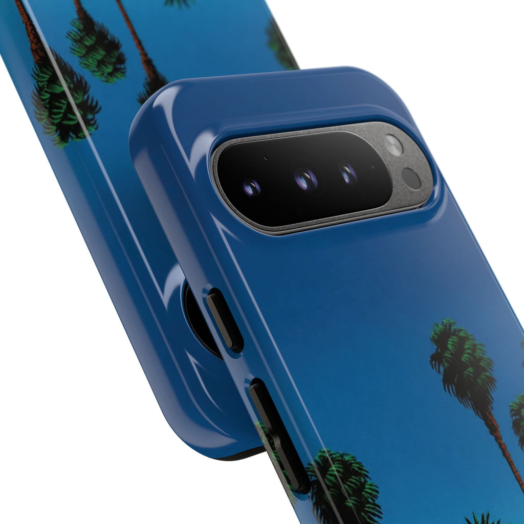 Beach House Phone Case — Pastel Palm Trees Cobalt Blue Sky