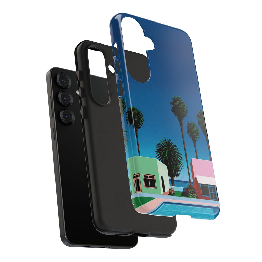 Beach House Phone Case — Pastel Palm Trees Cobalt Blue Sky