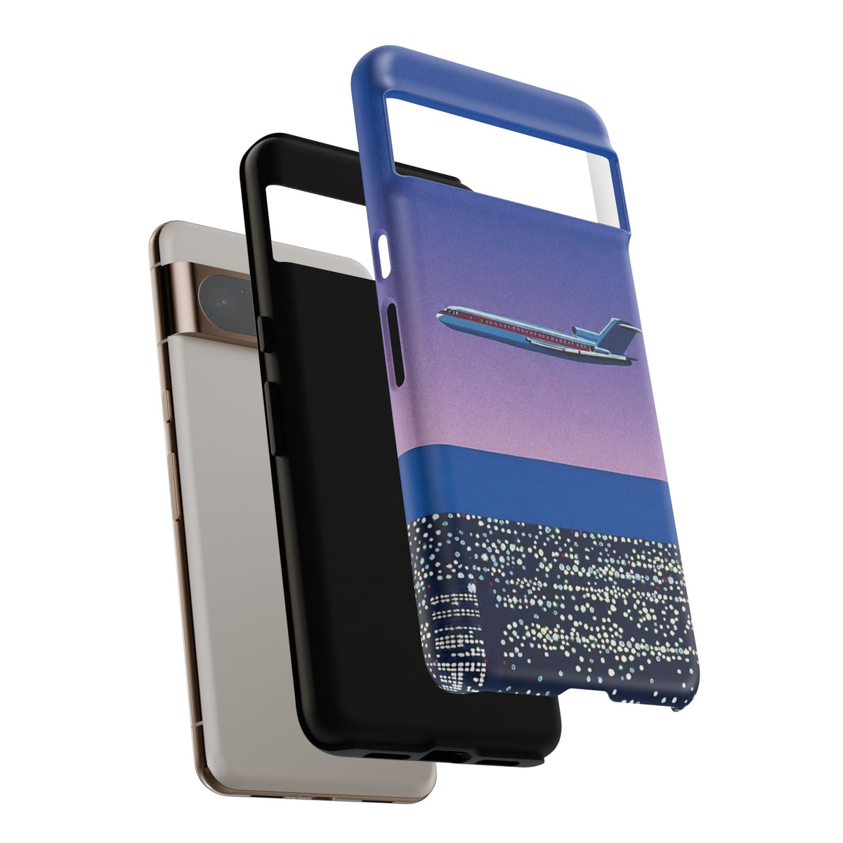 Retro Airplane Phone Case — Purple Night City Vintage Art