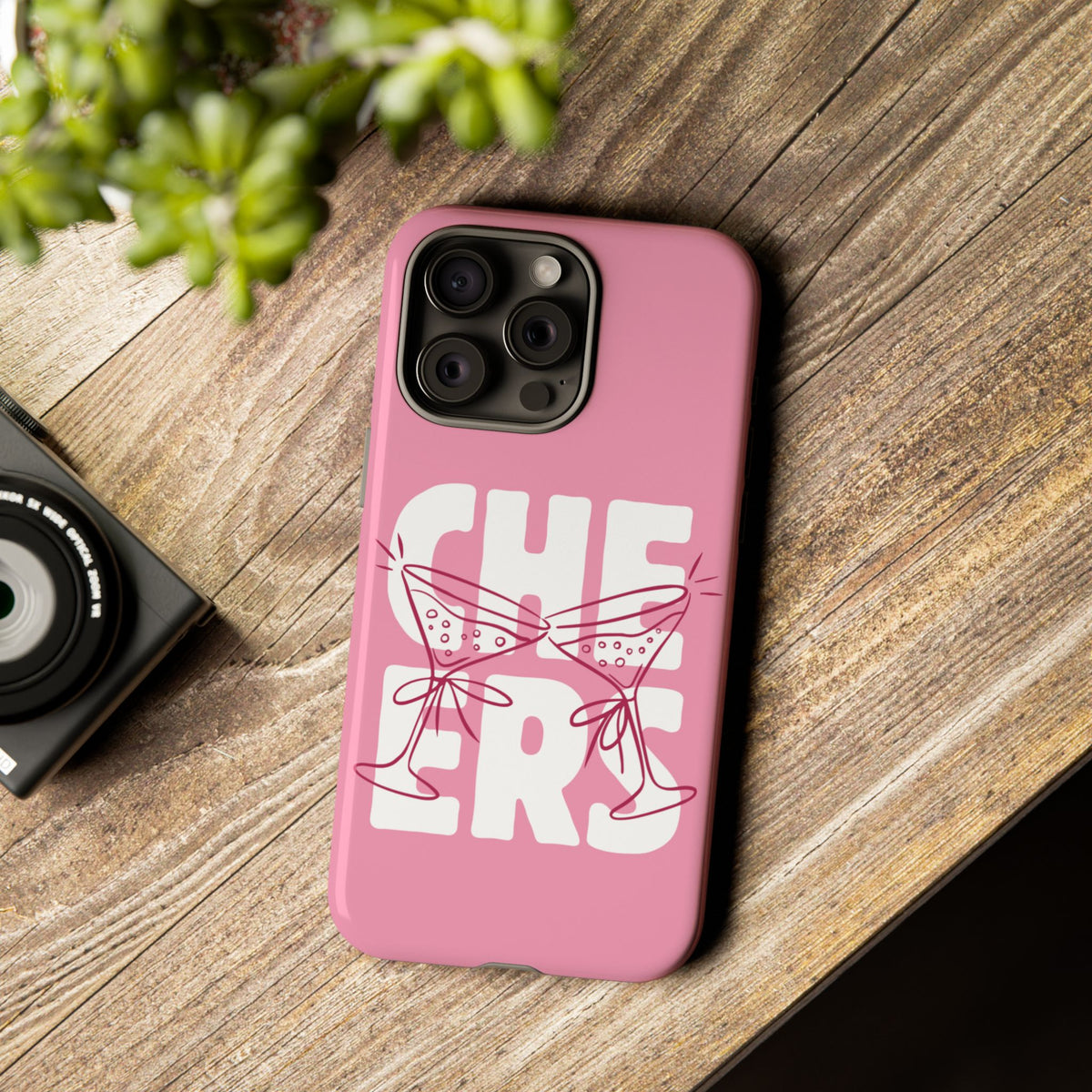 Cheers Phone Case — Pink Martini Glasses Bold Bubblegum