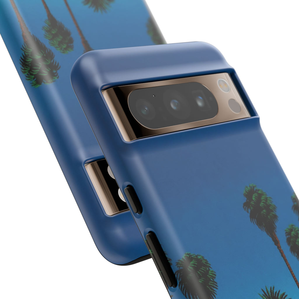 Beach House Phone Case — Pastel Palm Trees Cobalt Blue Sky