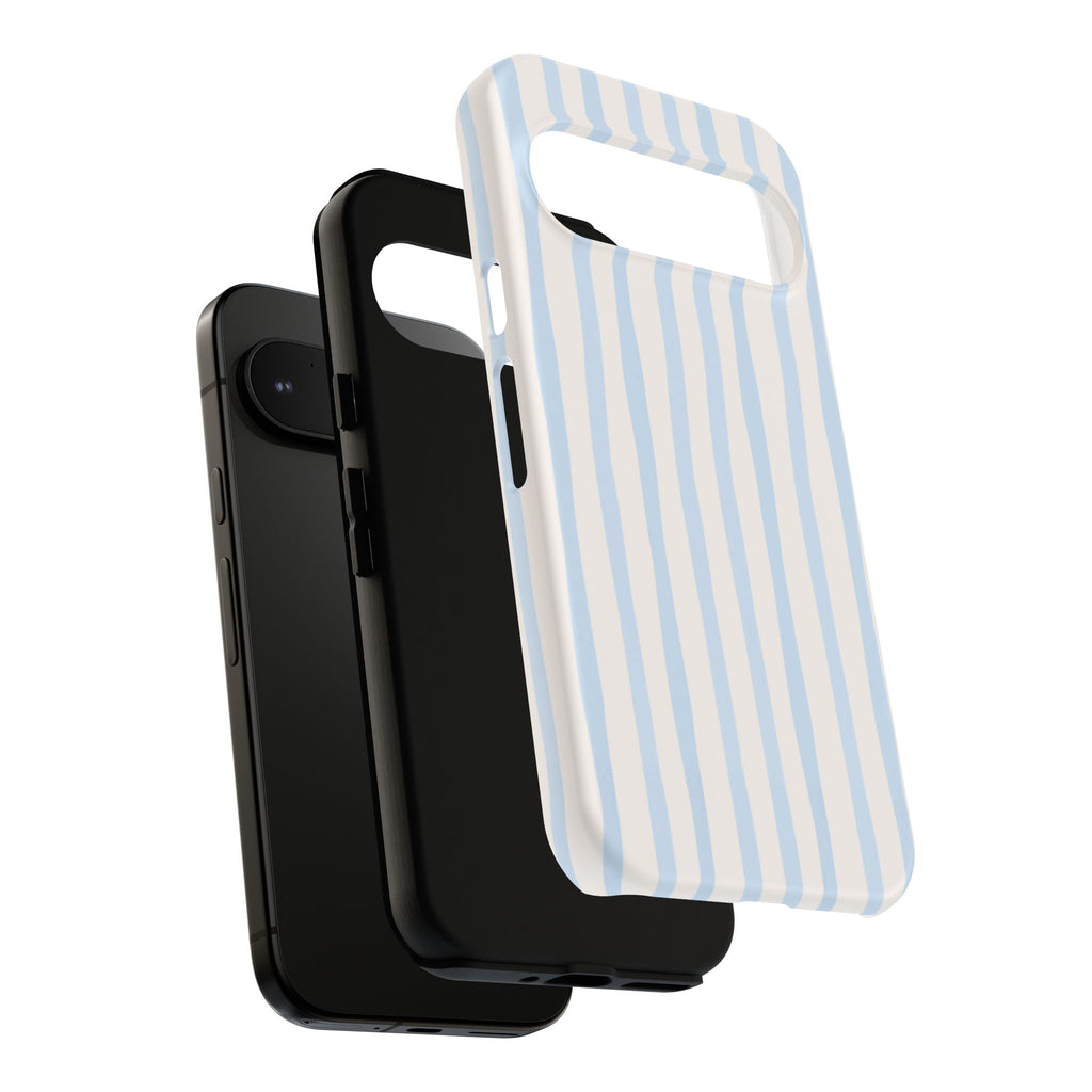 Baby Blue Stripe Phone Case — Soft Wavy Lines Cream Aesthetic