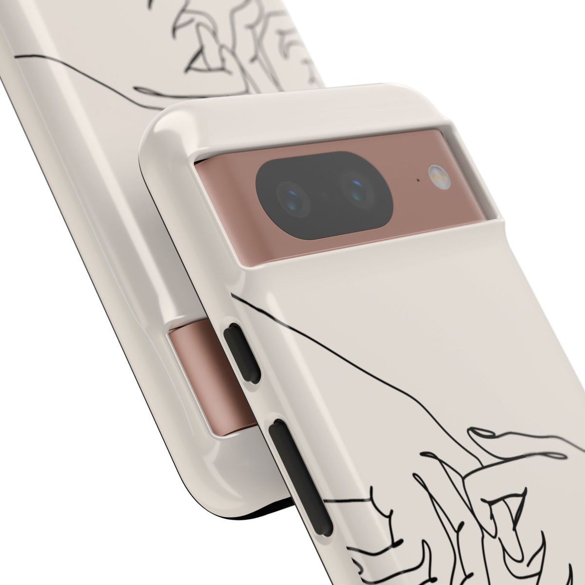 Holding Hands Phone Case — Minimalist Line Art Cream Romantic