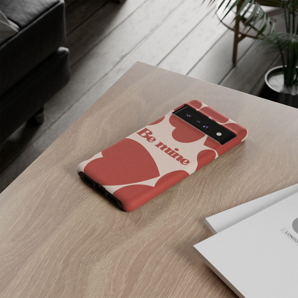 Be Mine Phone Case — Retro Hearts Terracotta Cream Romantic