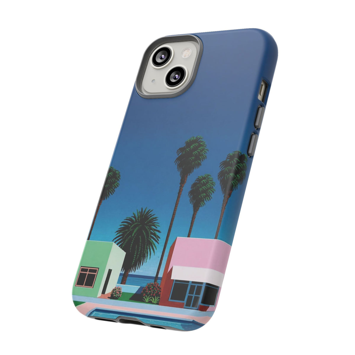 Beach House Phone Case — Pastel Palm Trees Cobalt Blue Sky