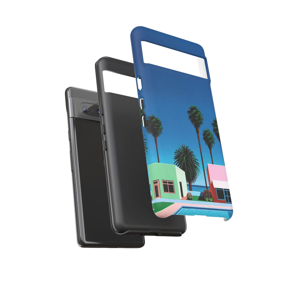Beach House Phone Case — Pastel Palm Trees Cobalt Blue Sky