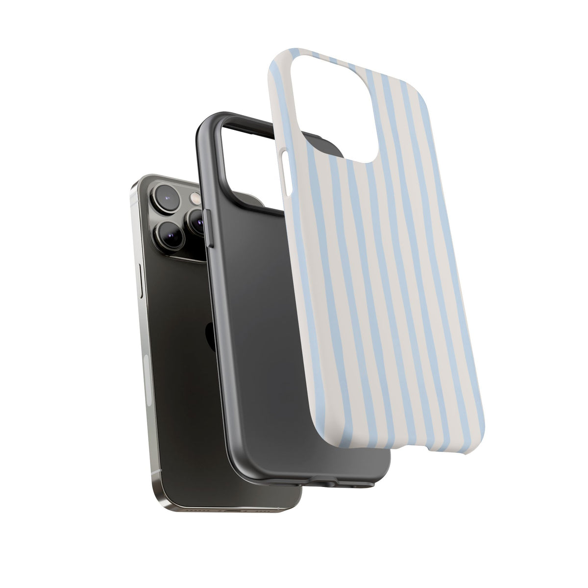 Baby Blue Stripe Phone Case — Soft Wavy Lines Cream Aesthetic
