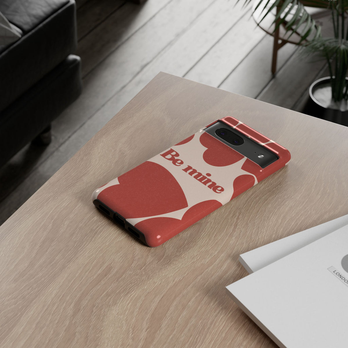 Be Mine Phone Case — Retro Hearts Terracotta Cream Romantic