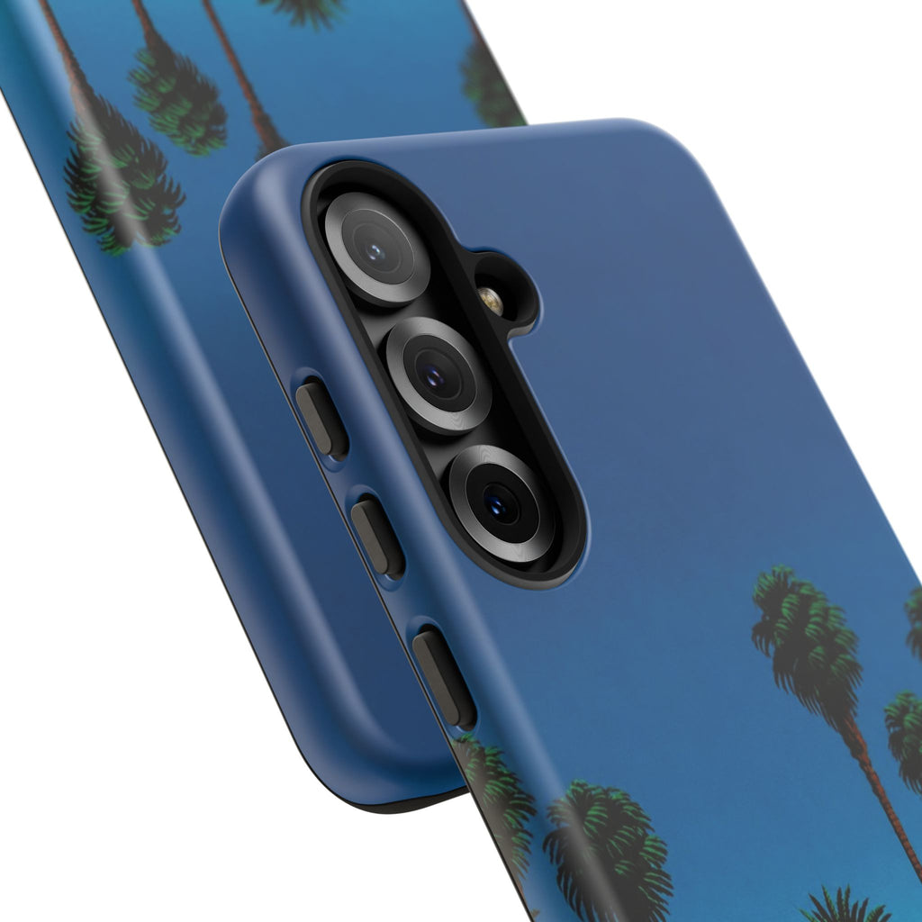 Beach House Phone Case — Pastel Palm Trees Cobalt Blue Sky