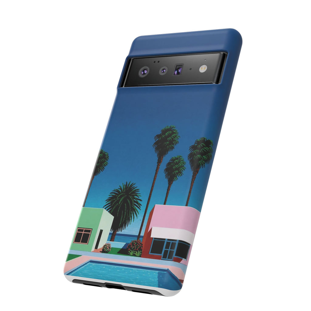 Beach House Phone Case — Pastel Palm Trees Cobalt Blue Sky