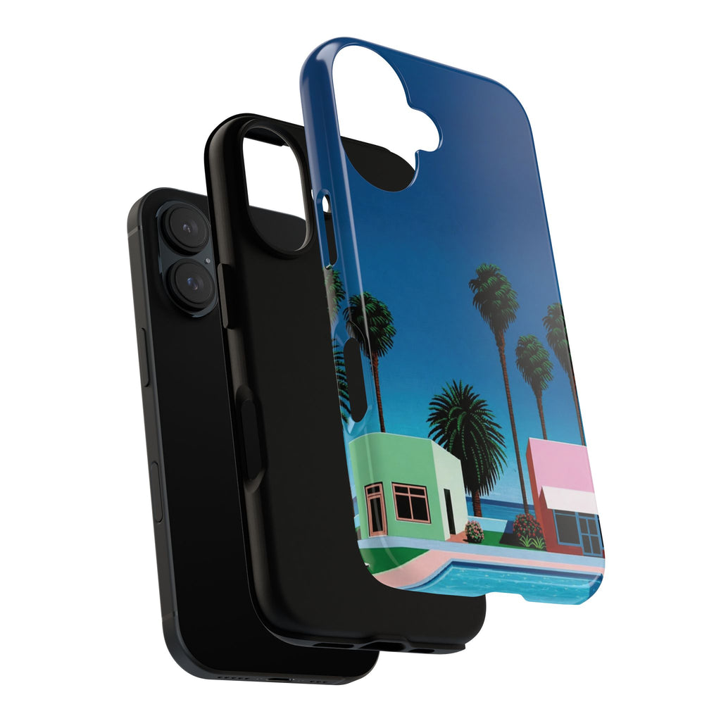 Beach House Phone Case — Pastel Palm Trees Cobalt Blue Sky