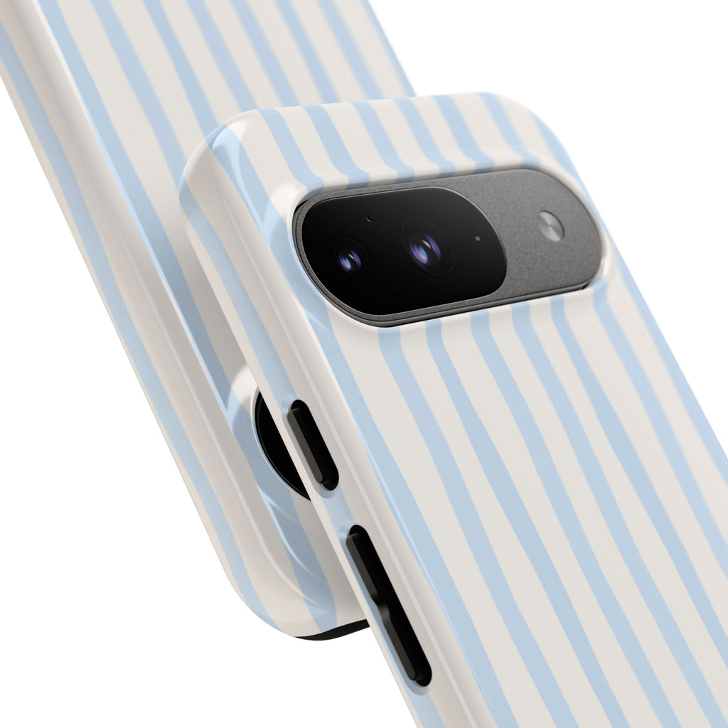 Baby Blue Stripe Phone Case — Soft Wavy Lines Cream Aesthetic