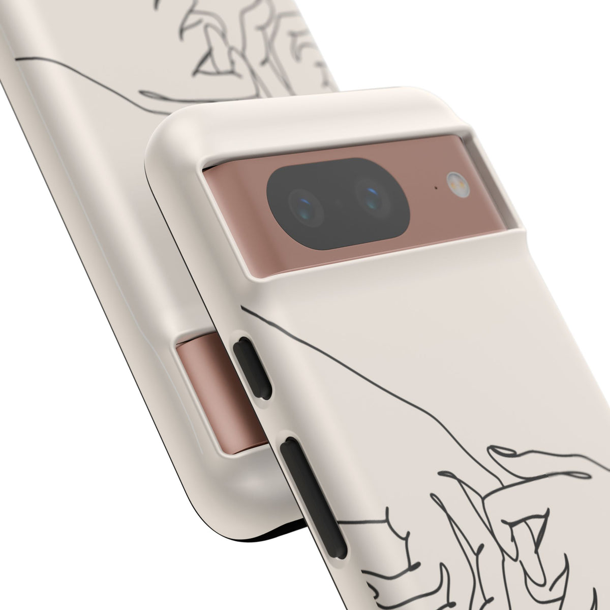 Holding Hands Phone Case — Minimalist Line Art Cream Romantic