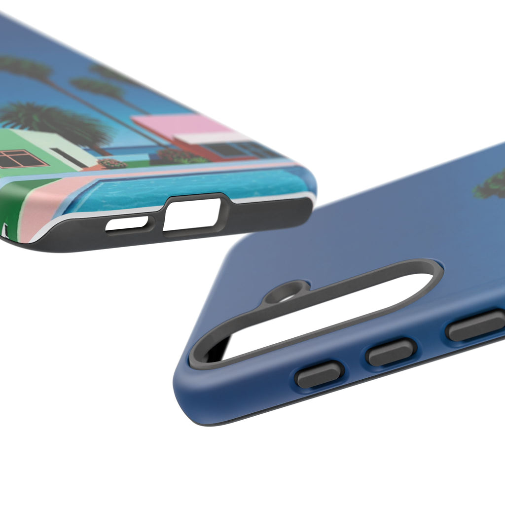 Beach House Phone Case — Pastel Palm Trees Cobalt Blue Sky
