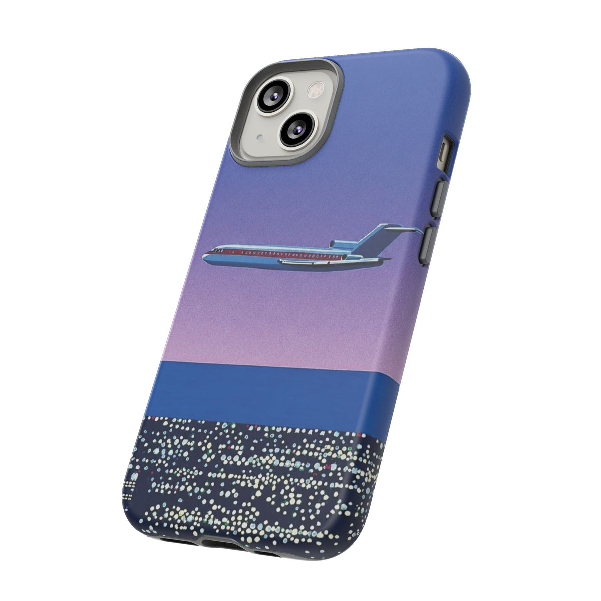 Retro Airplane Phone Case — Purple Night City Vintage Art