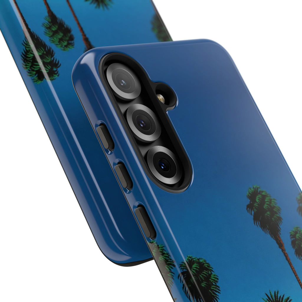 Beach House Phone Case — Pastel Palm Trees Cobalt Blue Sky