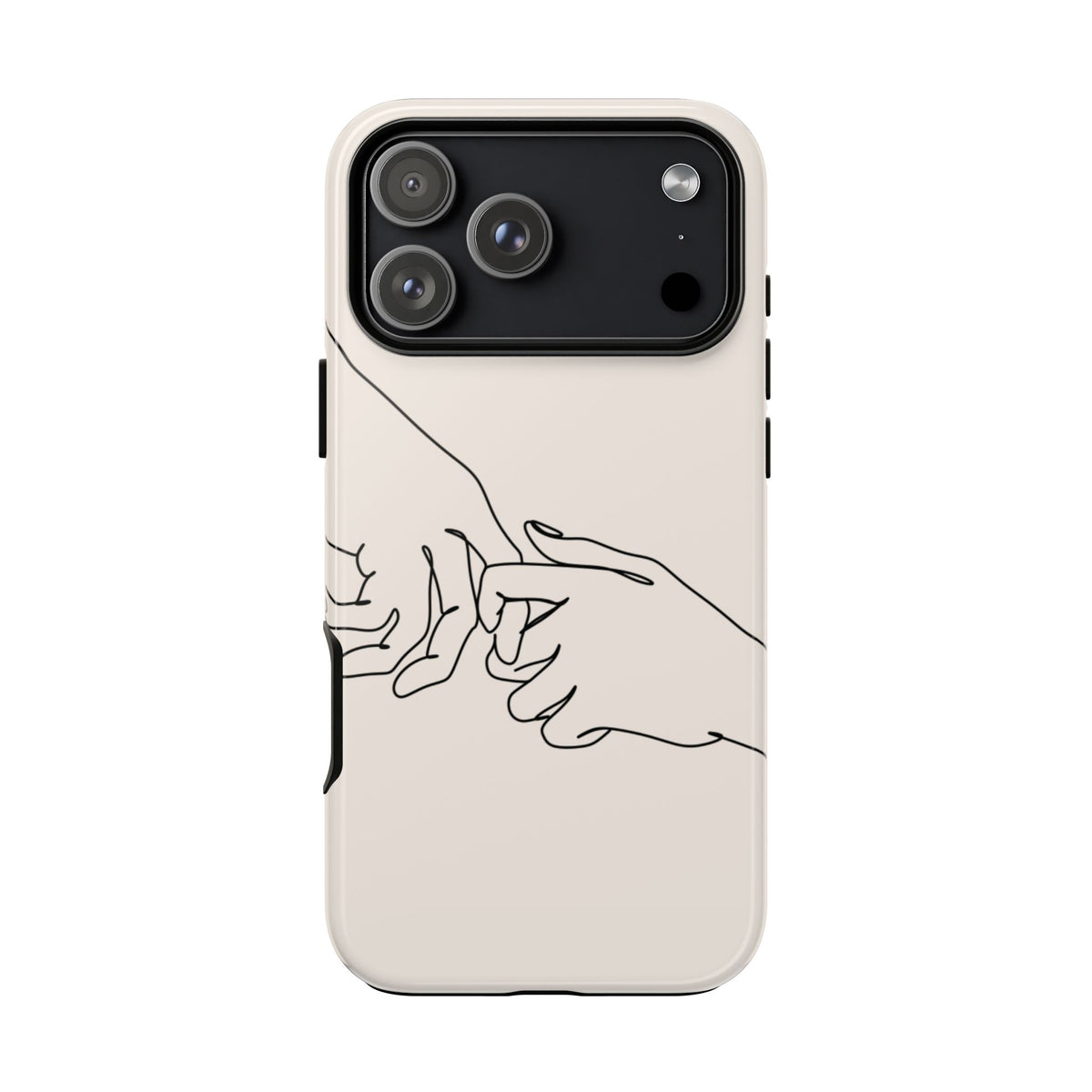Holding Hands Phone Case — Minimalist Line Art Cream Romantic