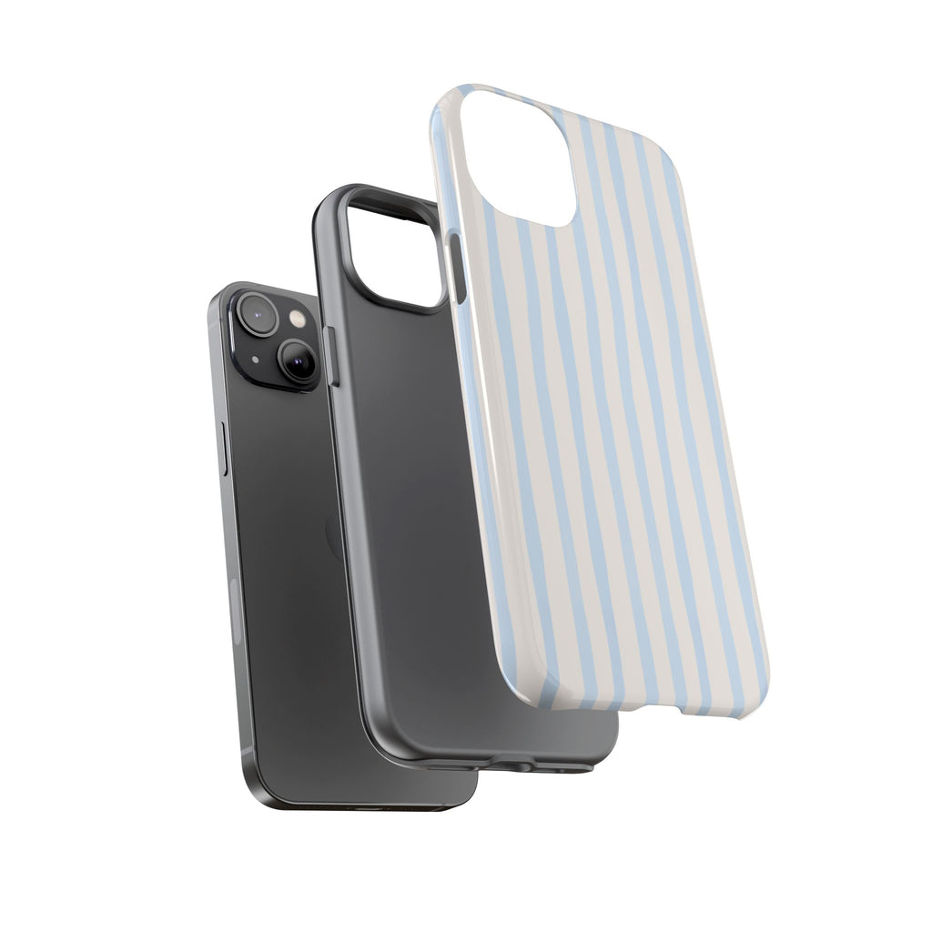 Baby Blue Stripe Phone Case — Soft Wavy Lines Cream Aesthetic
