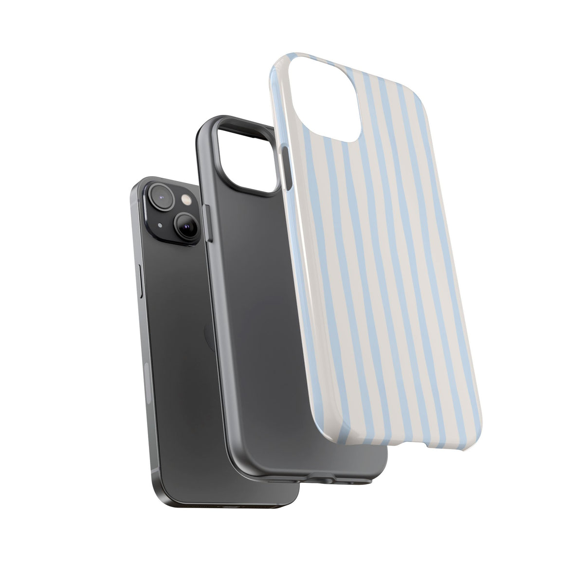Baby Blue Stripe Phone Case — Soft Wavy Lines Cream Aesthetic