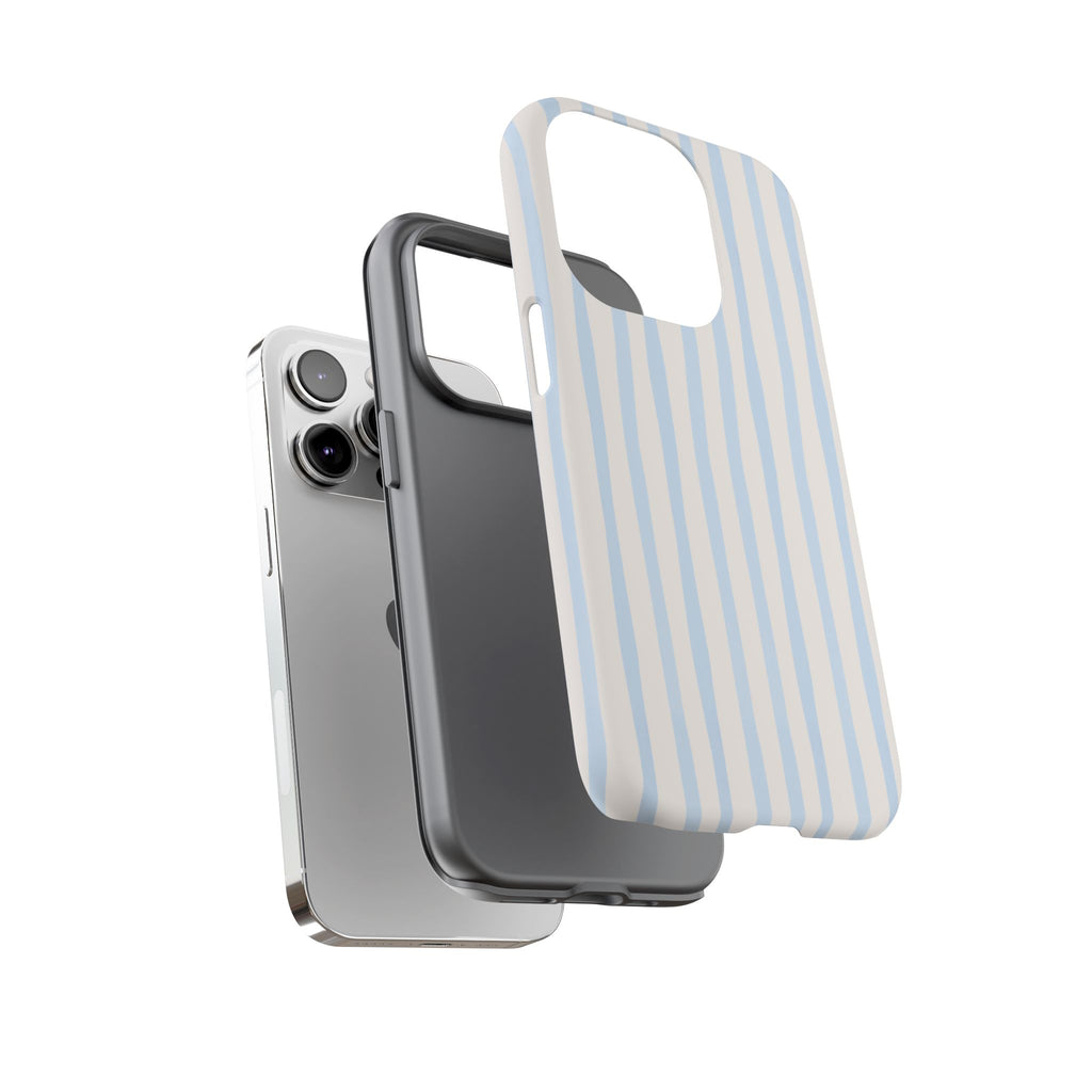 Baby Blue Stripe Phone Case — Soft Wavy Lines Cream Aesthetic