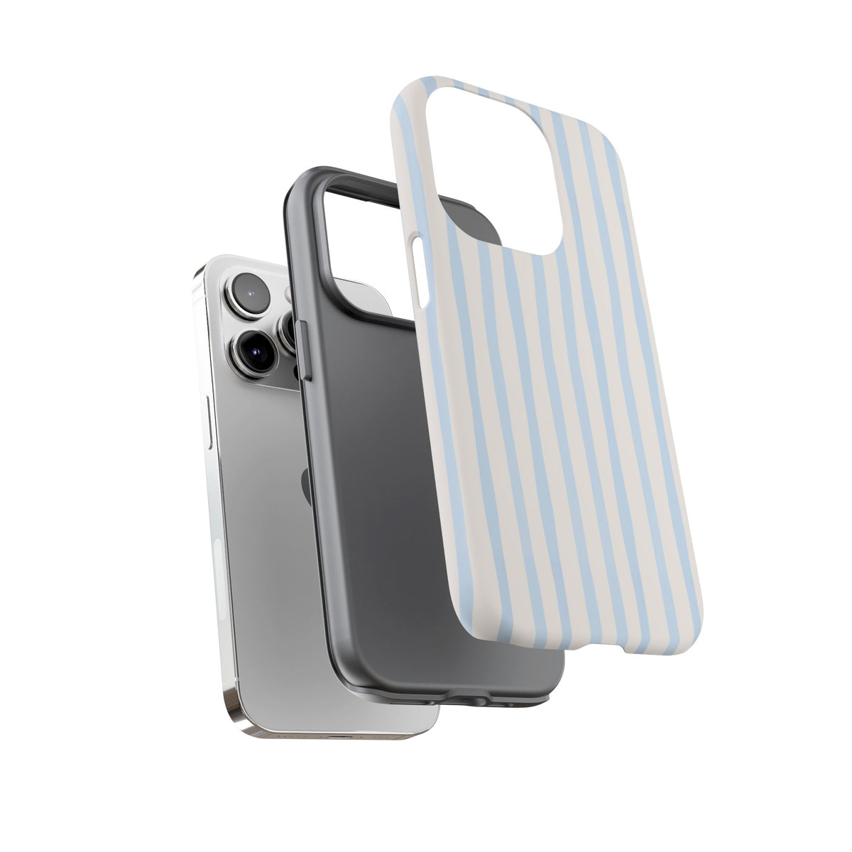 Baby Blue Stripe Phone Case — Soft Wavy Lines Cream Aesthetic