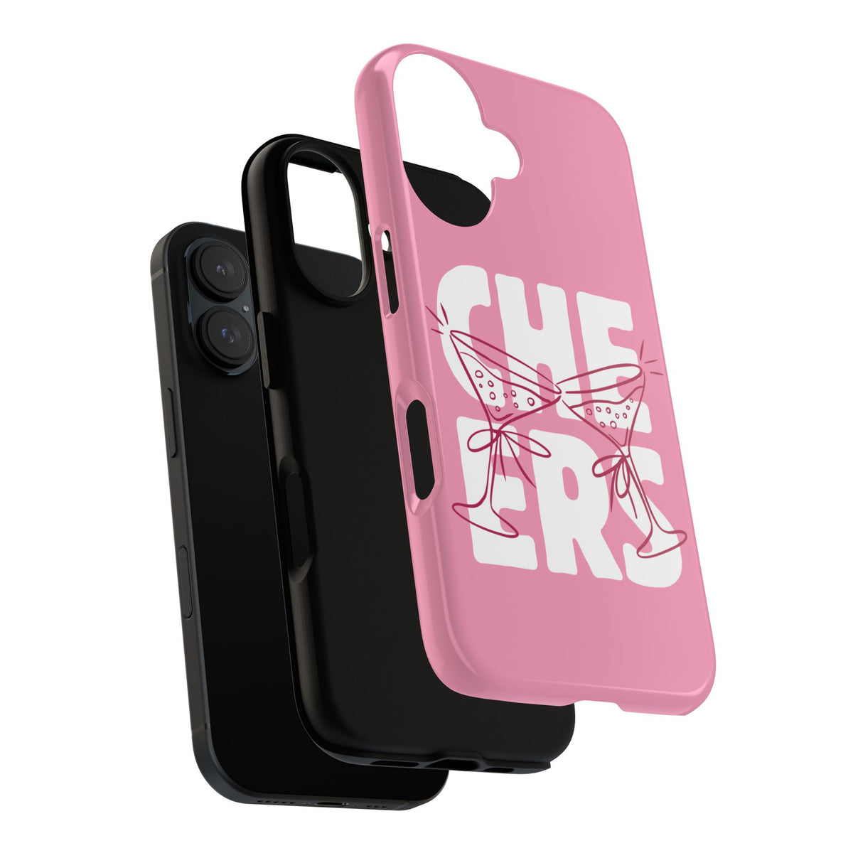 Cheers Phone Case — Pink Martini Glasses Bold Bubblegum