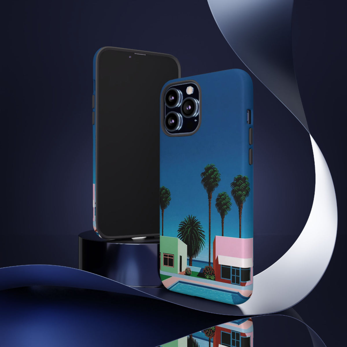 Beach House Phone Case — Pastel Palm Trees Cobalt Blue Sky