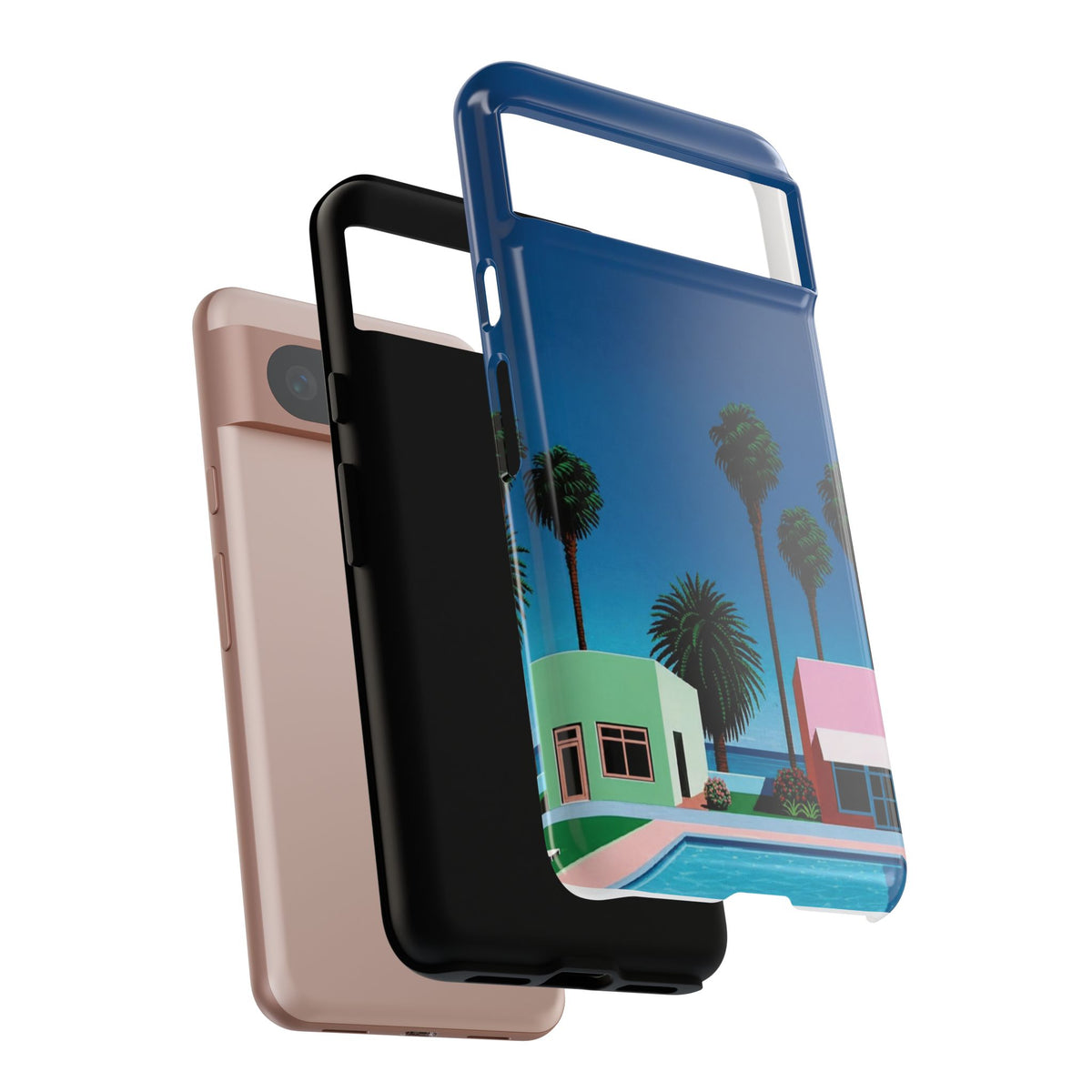 Beach House Phone Case — Pastel Palm Trees Cobalt Blue Sky