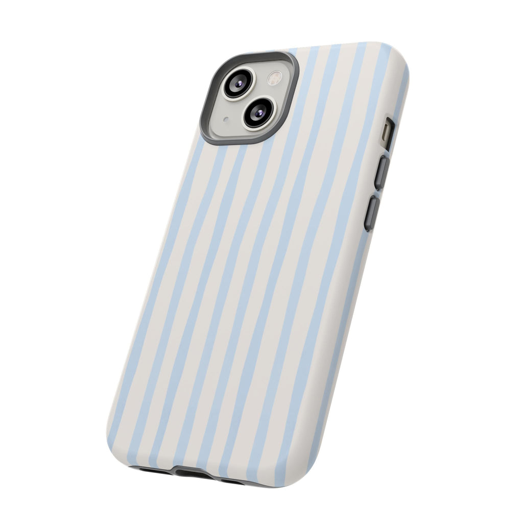 Baby Blue Stripe Phone Case — Soft Wavy Lines Cream Aesthetic
