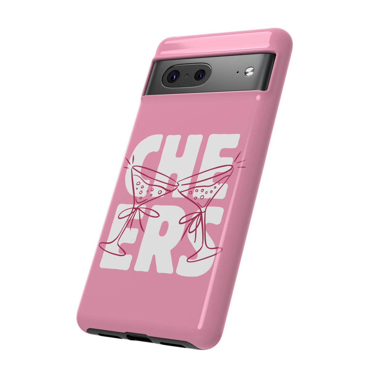 Cheers Phone Case — Pink Martini Glasses Bold Bubblegum