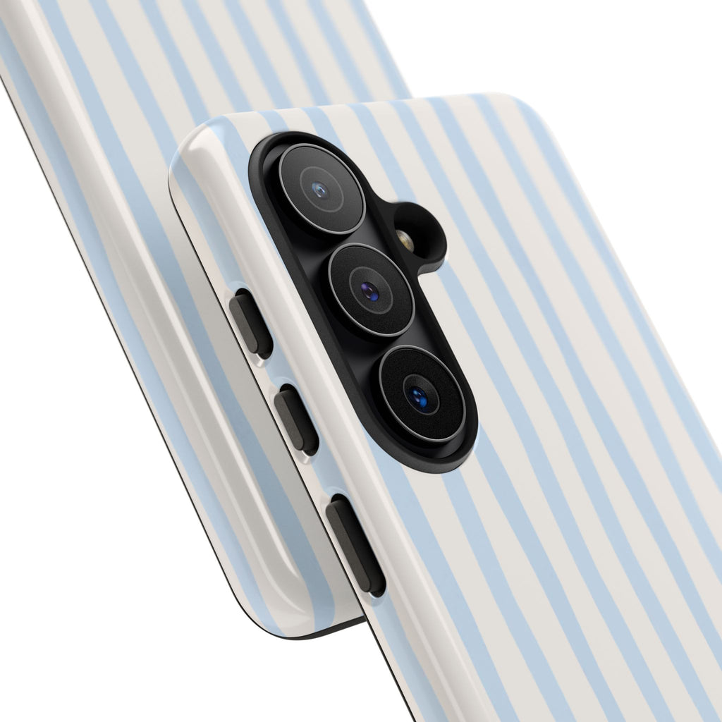 Baby Blue Stripe Phone Case — Soft Wavy Lines Cream Aesthetic