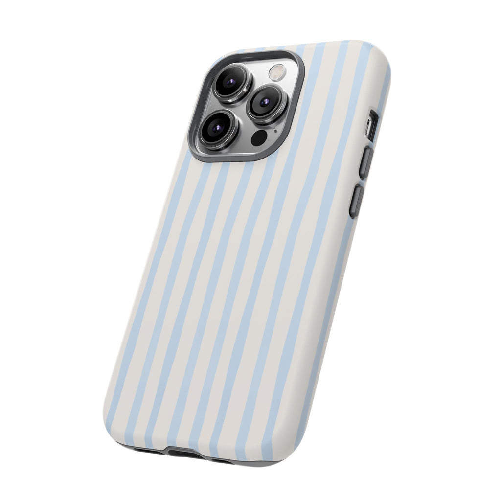 Baby Blue Stripe Phone Case — Soft Wavy Lines Cream Aesthetic