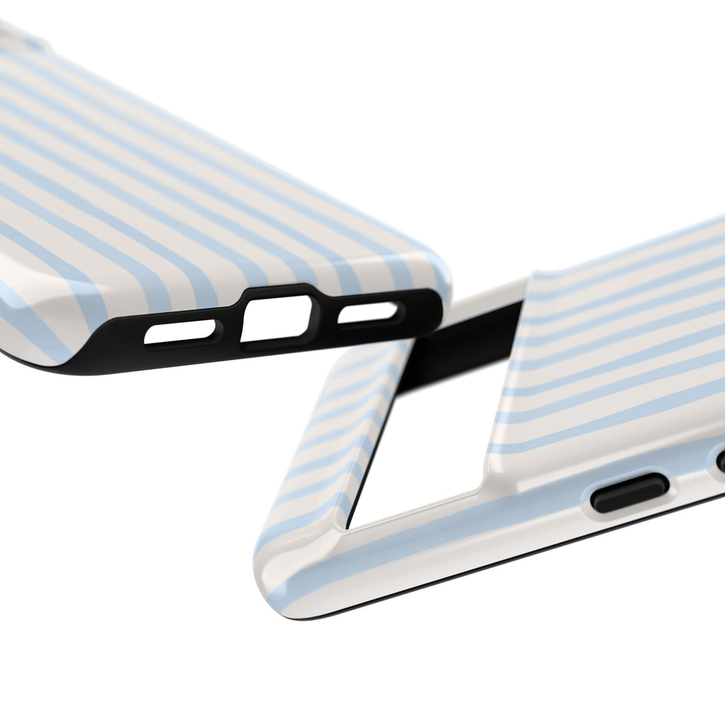 Baby Blue Stripe Phone Case — Soft Wavy Lines Cream Aesthetic