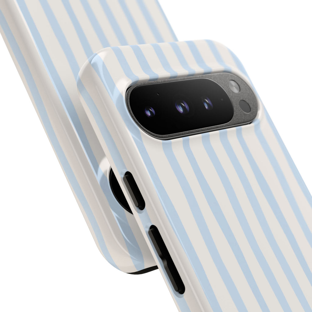 Baby Blue Stripe Phone Case — Soft Wavy Lines Cream Aesthetic