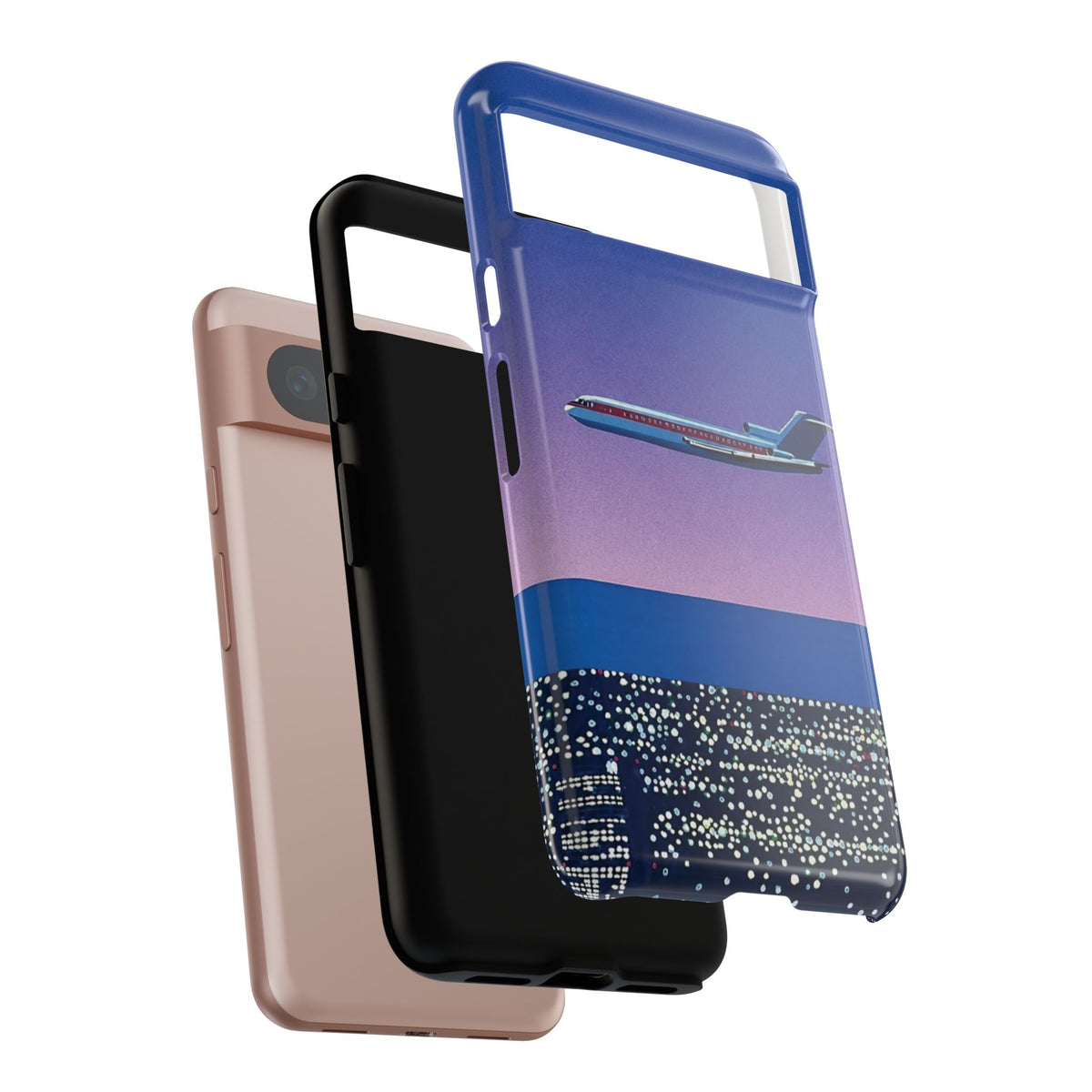 Retro Airplane Phone Case — Purple Night City Vintage Art