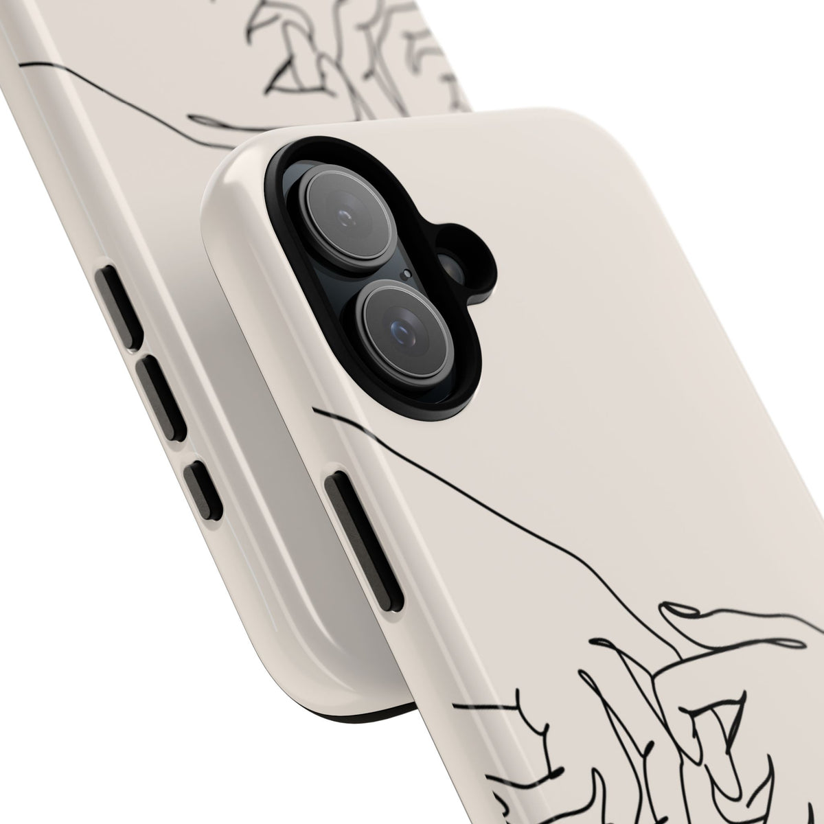 Holding Hands Phone Case — Minimalist Line Art Cream Romantic