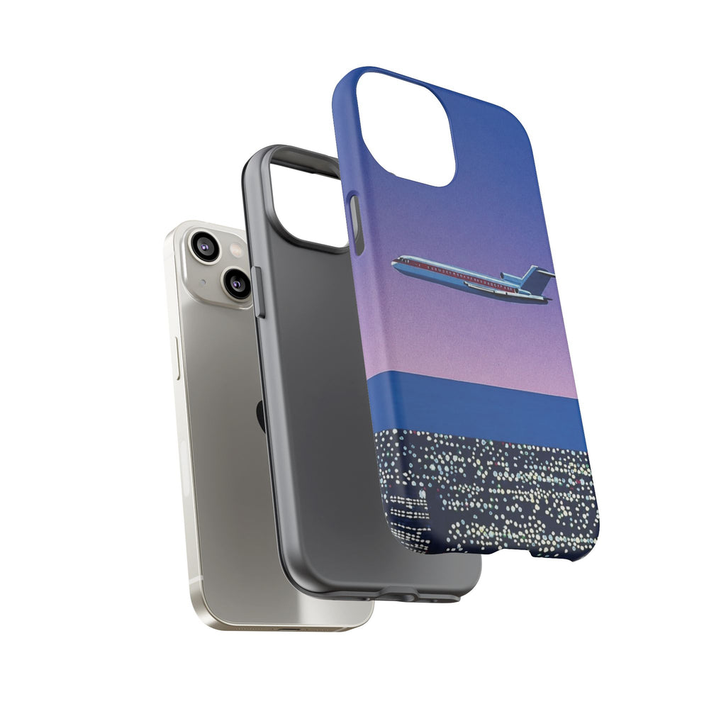 Retro Airplane Phone Case — Purple Night City Vintage Art